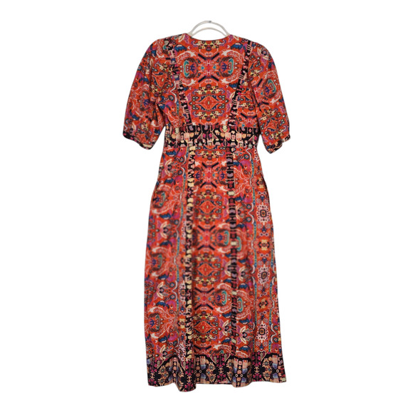 Anthropologie Floral Maxi Dress Boho Double Slit Front V Neck Multi Color Size 6 - Picture 3 of 12